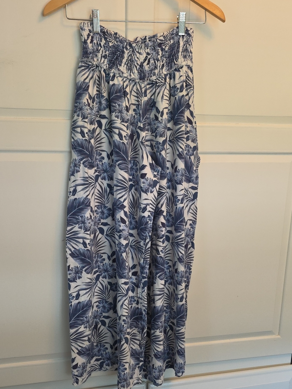 Ocean Drive Blue & White Floral Wide-Leg Palazzo Pants